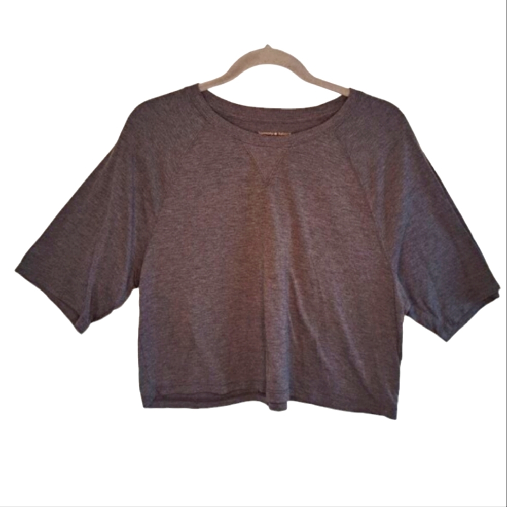 Harmony & Balance Gray Short Sleeved Cropped Tee Size Medium